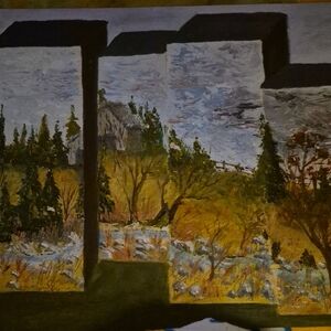 Landscape Art Print with Forest and House